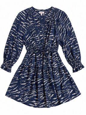 Apiece Apart Navy and White Printed Drawstring Waist Girls' Dress